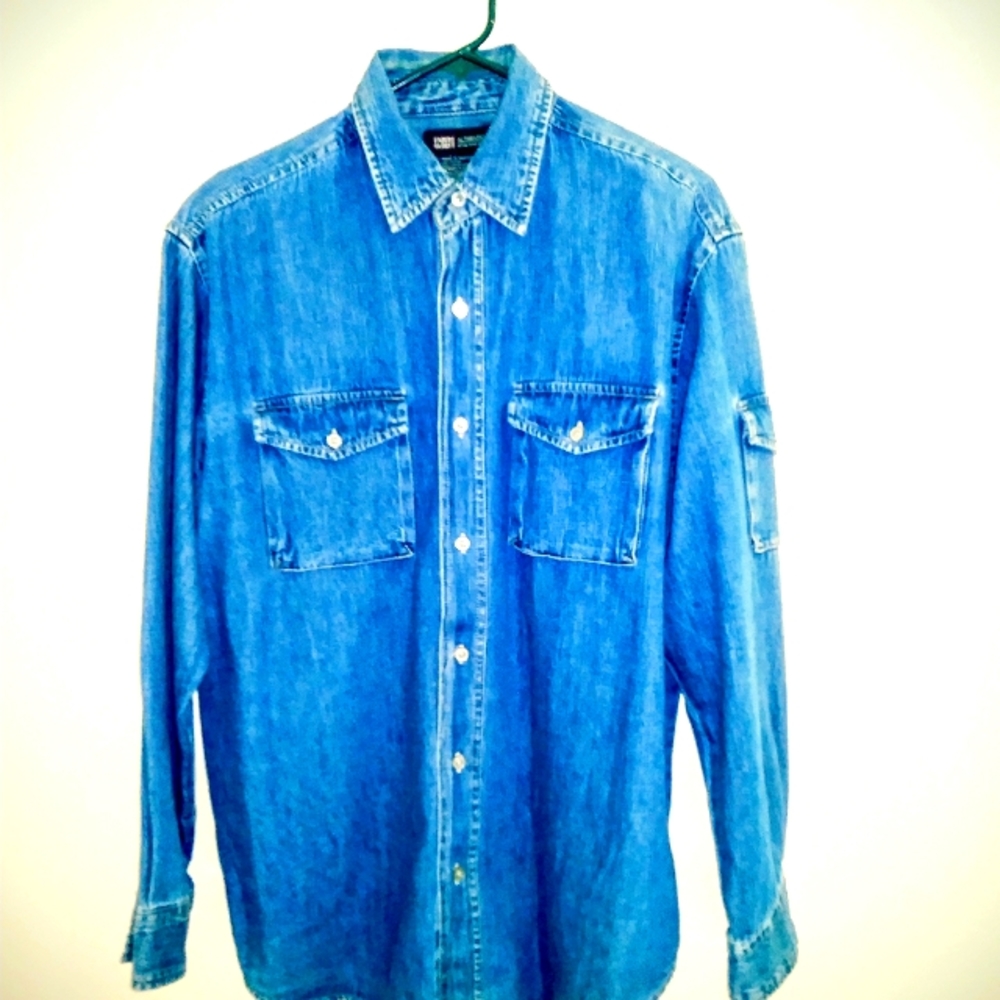 Men's long sleeve denim shirt